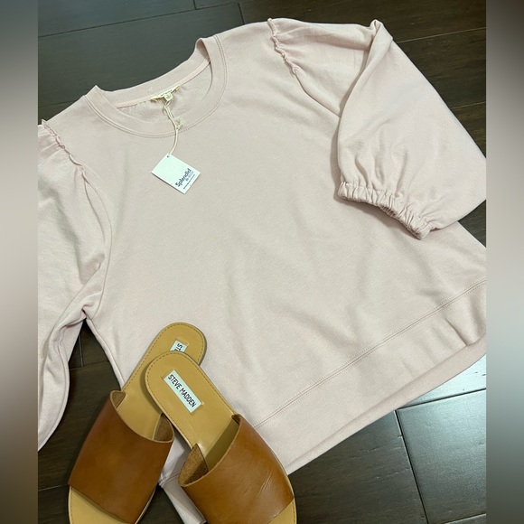 Splendid Eco Blush Bubble Sleeve Pullover Size Large NWT - Picture 2 of 7